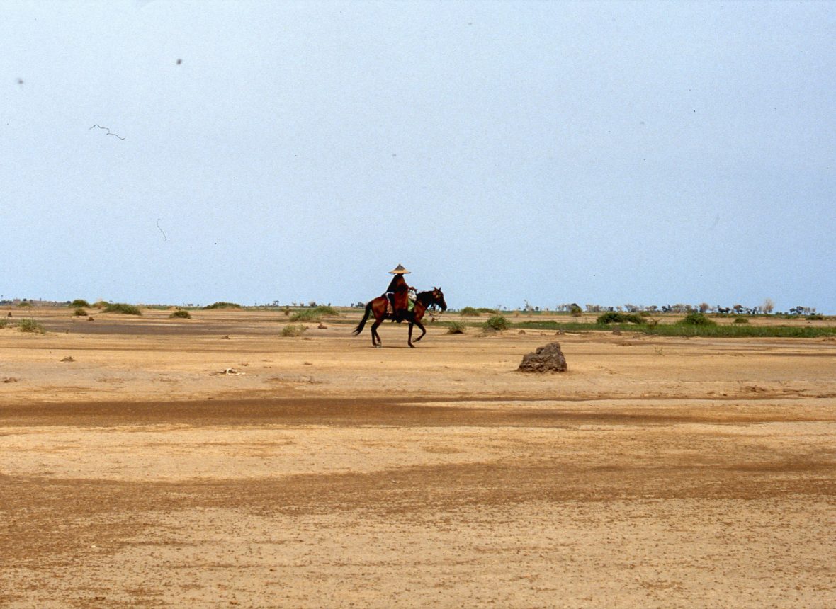 Un cavaliere di etnia Peul nella pianura alluvionale del Niger