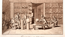 Lavoisier nel suo laboratorio studia la respirazione come una forma combustione