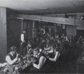 Students in the chemistry laboratory basement doing a blowpipe analysis, 1896  Michigan State University Archives & Historical Collections